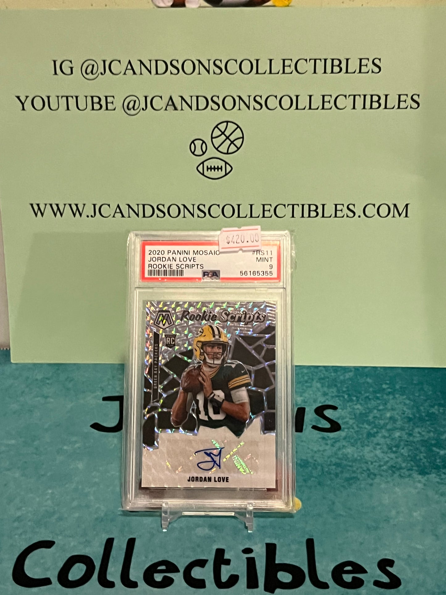 2020 Panini Mosaic JORDAN LOVE Rookie Scripts Auto #RS11 PSA 9