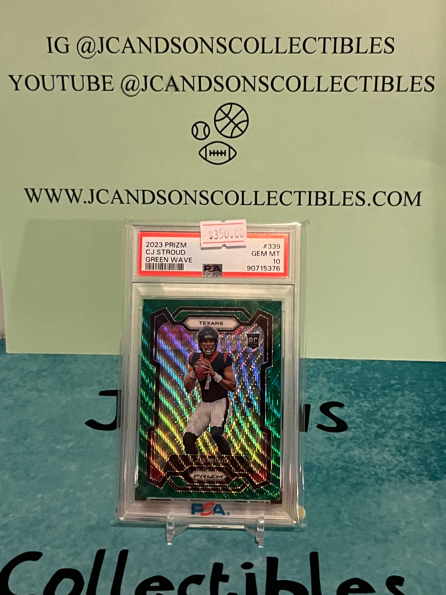 CJ Stroud #339 Green Prizm Rookie Card PSA 10 2023 Prizm Football Texans RC