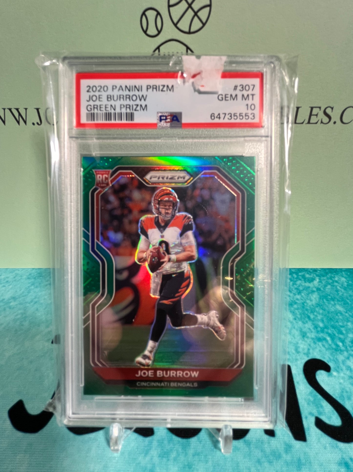 2020 Panini Prizm Green #307 Joe Burrow RC Rookie Gem Mint PSA 10