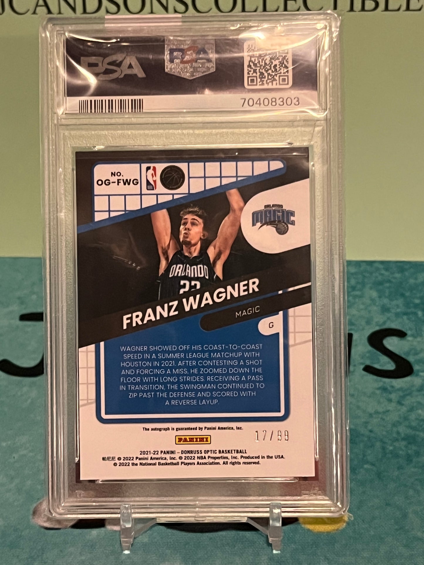 2021-22 Optic Opti Graphs AUTO #/99 Franz Wagner RC PSA 9 GEM MINT Magic