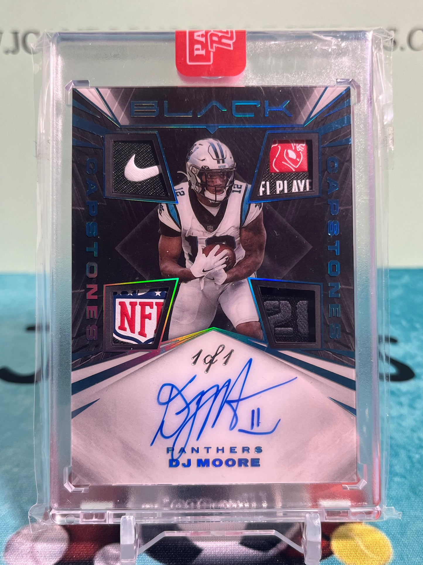 2021 Panini Prizm Black DJ Moore 1/1 Auto Game Worn Jersey Patch RPA. Mint