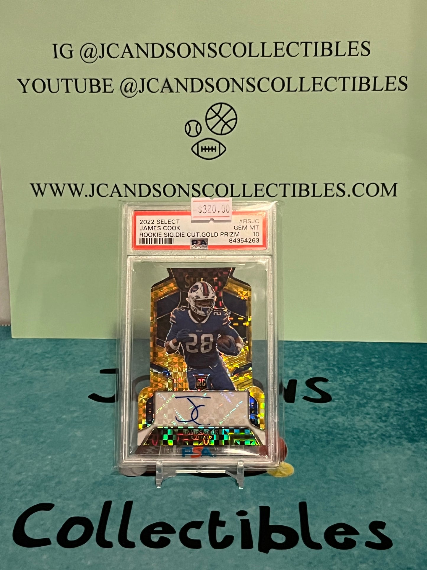 2022 Panini Select Die Cut PSA 10 James Cook Rookie Gold Prizm Auto /10