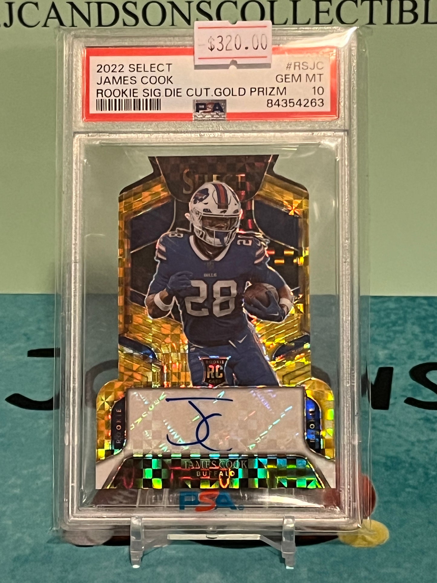 2022 Panini Select Die Cut PSA 10 James Cook Rookie Gold Prizm Auto /10