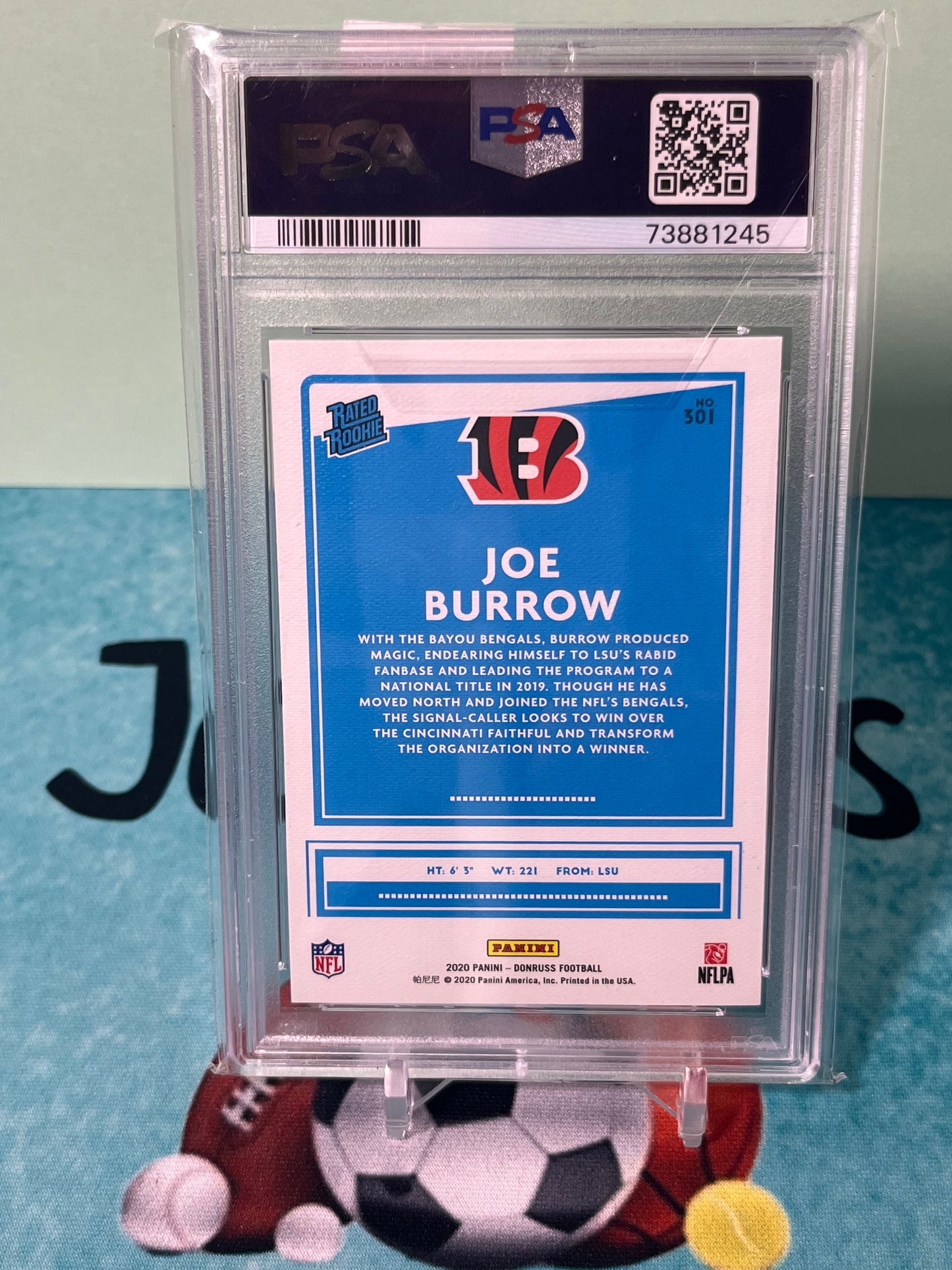 JOE BURROW 2020 DONRUSS FOOTBALL CANVAS RATED ROOKIE RC PSA 10
