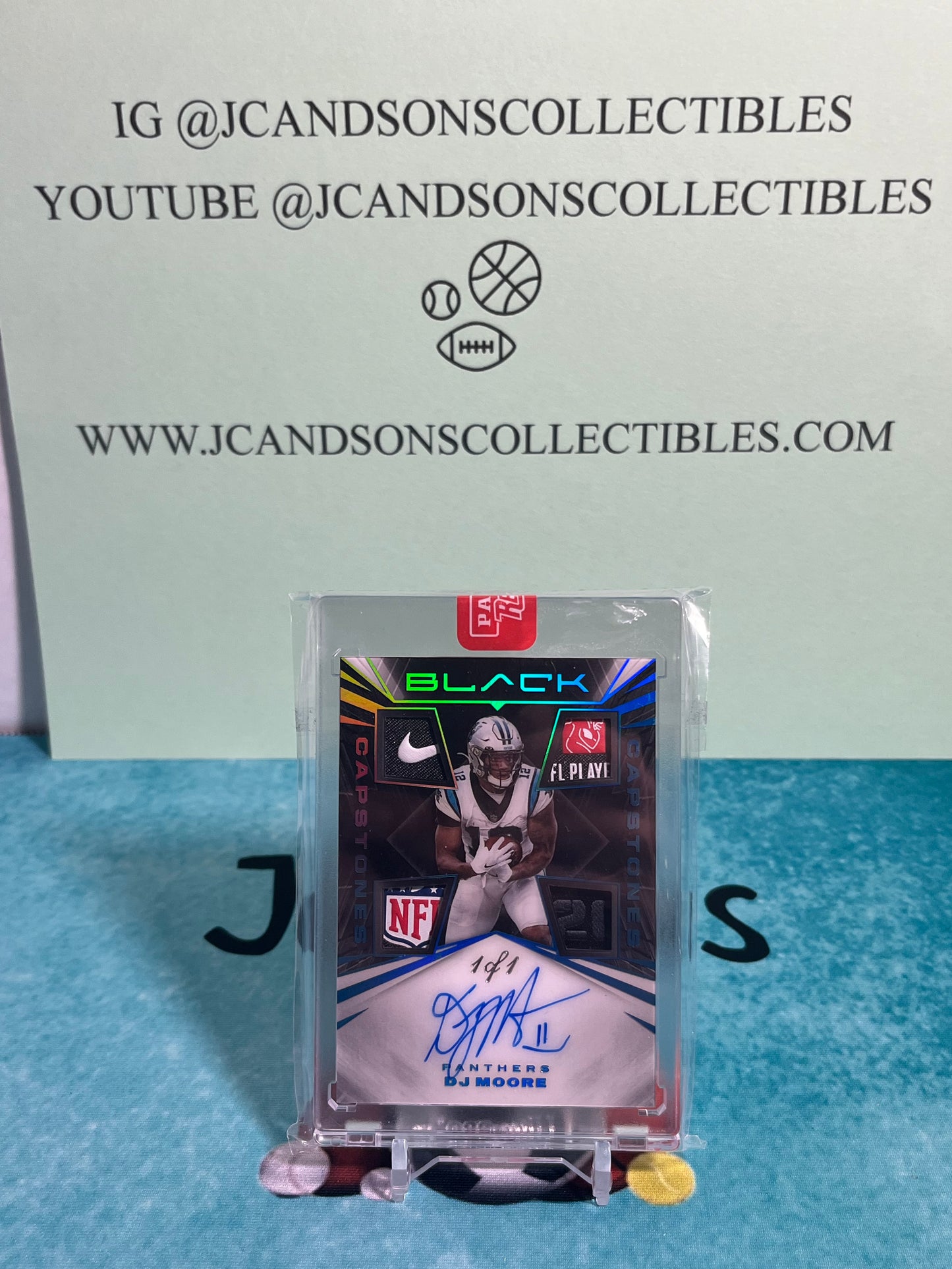 2021 Panini Prizm Black DJ Moore 1/1 Auto Game Worn Jersey Patch RPA. Mint