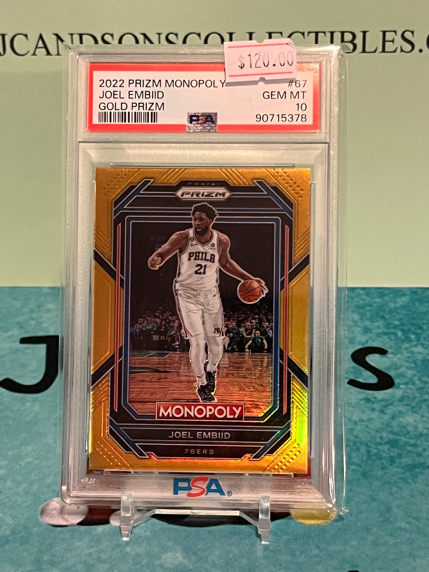 2022-23 Panini Prizm Monopoly Joel Embiid Gold /49 PSA 10
