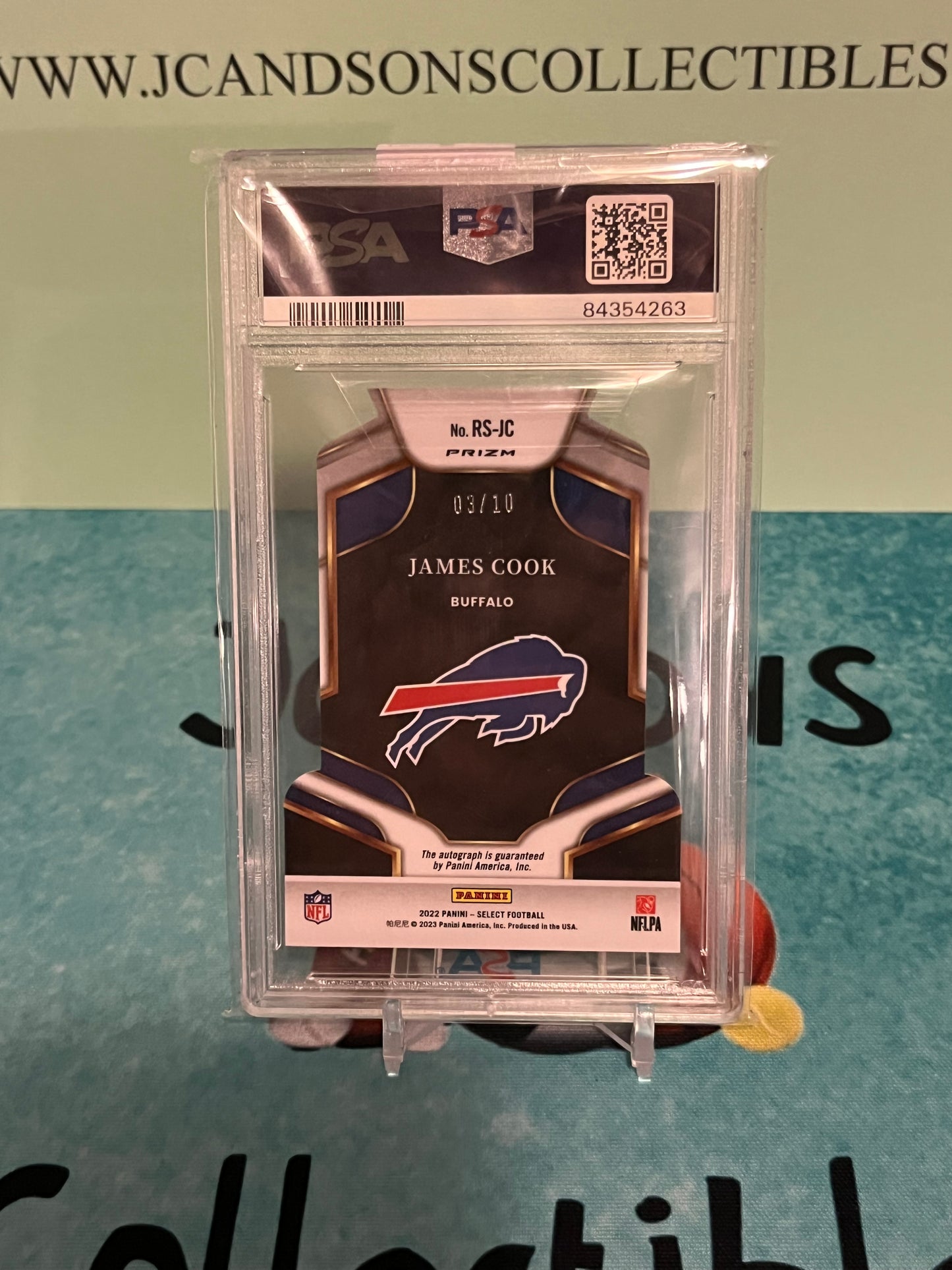 2022 Panini Select Die Cut PSA 10 James Cook Rookie Gold Prizm Auto /10