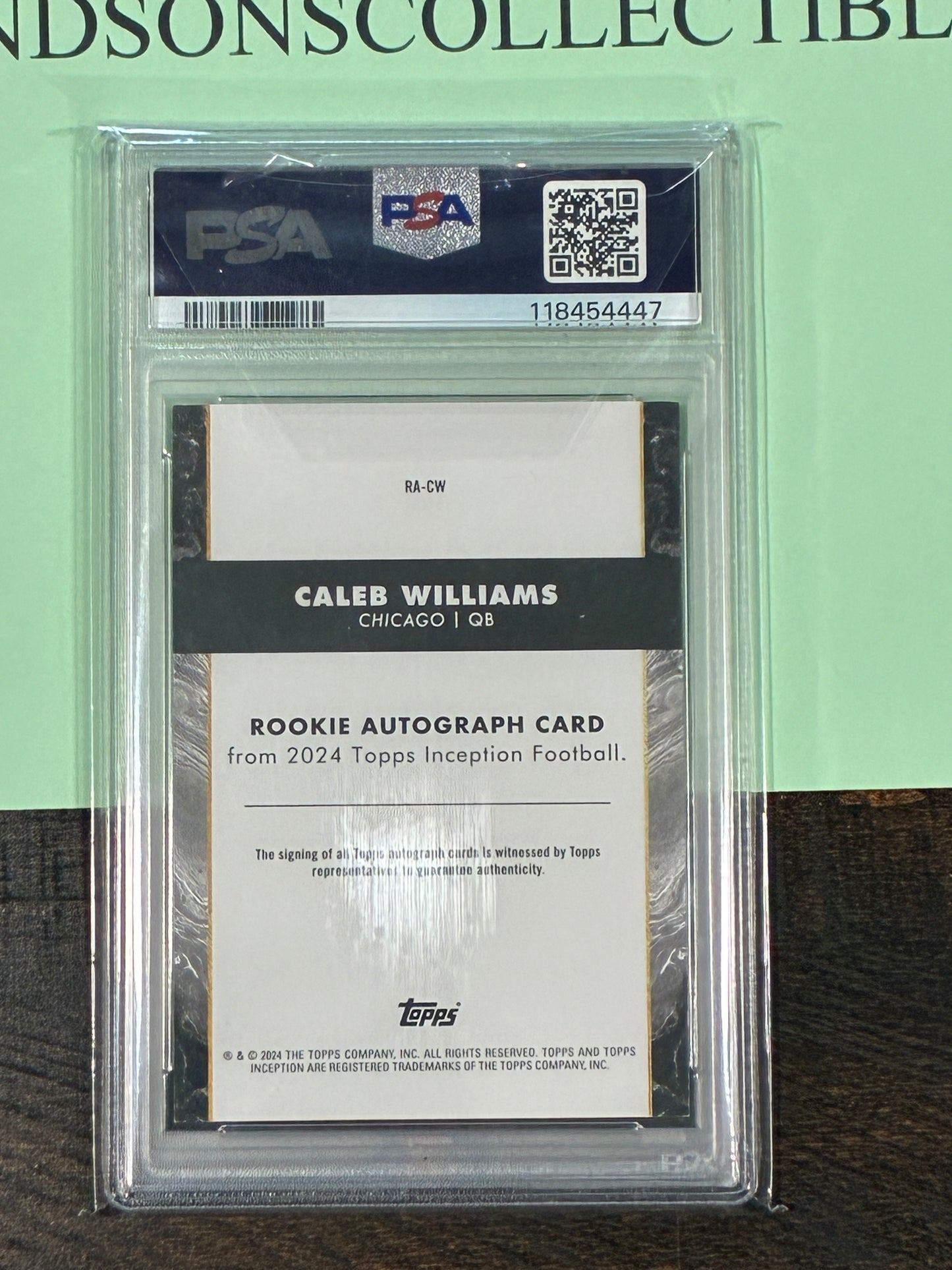2024 Topps Inception Caleb Williams Rookie Autograph Magenta/99 PSA 9