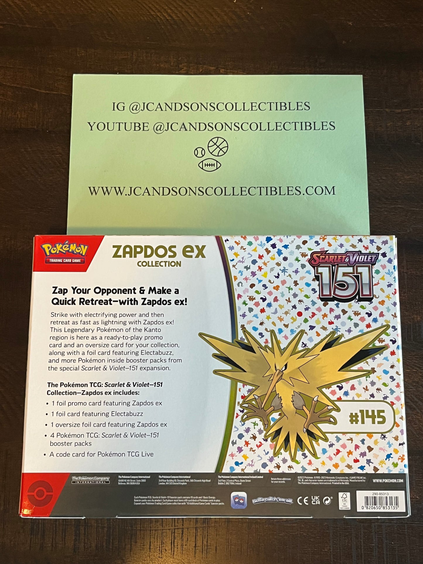 Pokemon TCG Scarlet & Violet 151 Zapdos EX Collection Box NEW SEALED