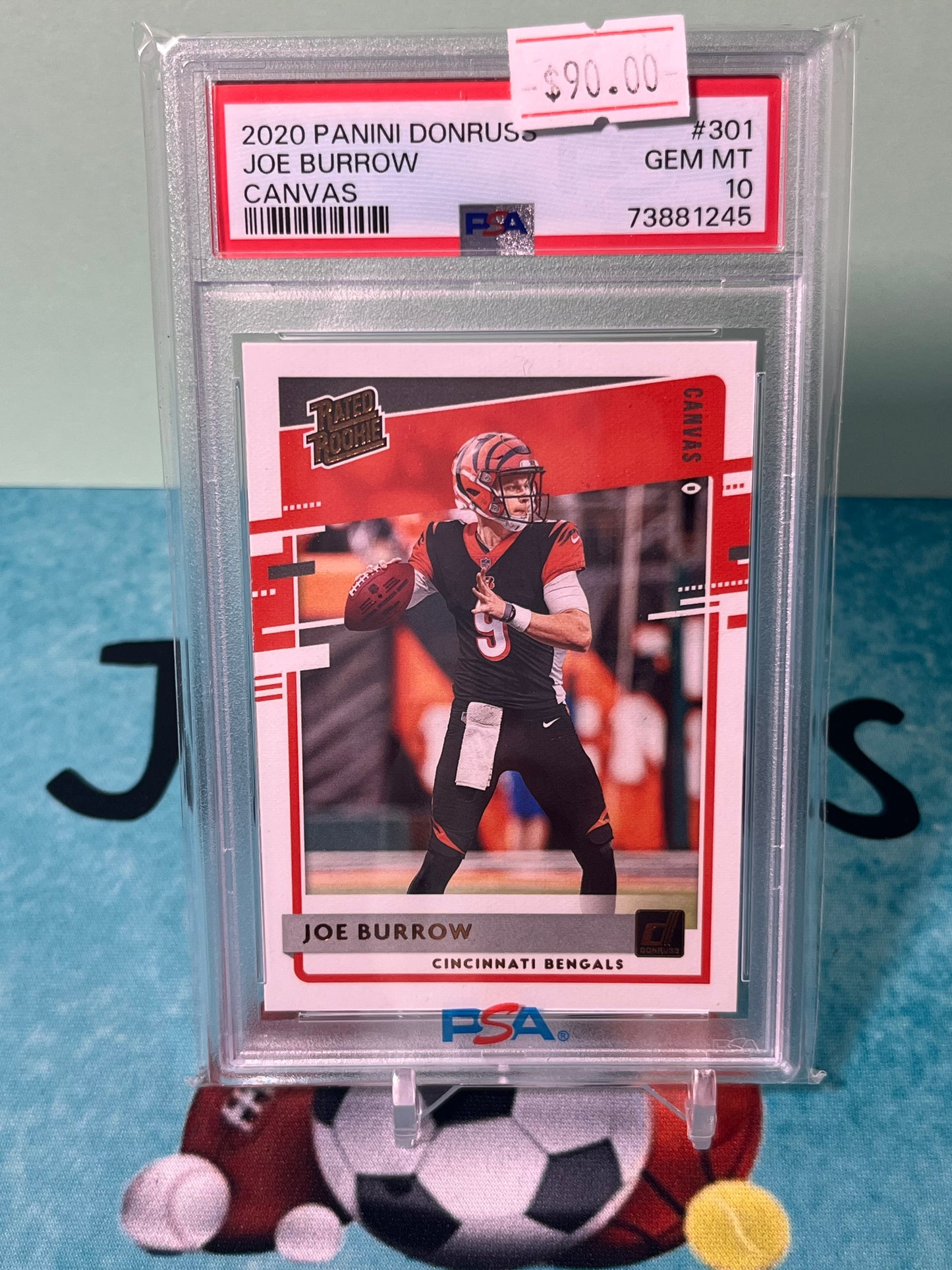 JOE BURROW 2020 DONRUSS FOOTBALL CANVAS RATED ROOKIE RC PSA 10