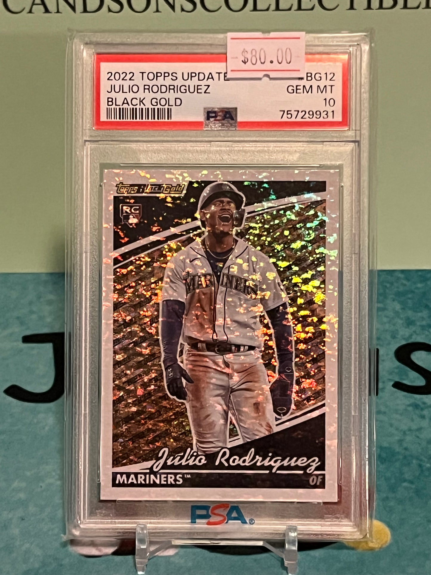 2022 Topps Update Black Gold #BG12 Julio Rodriguez RC Mariners PSA 10