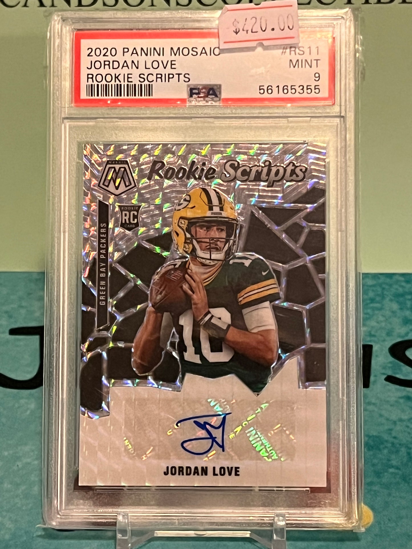 2020 Panini Mosaic JORDAN LOVE Rookie Scripts Auto #RS11 PSA 9