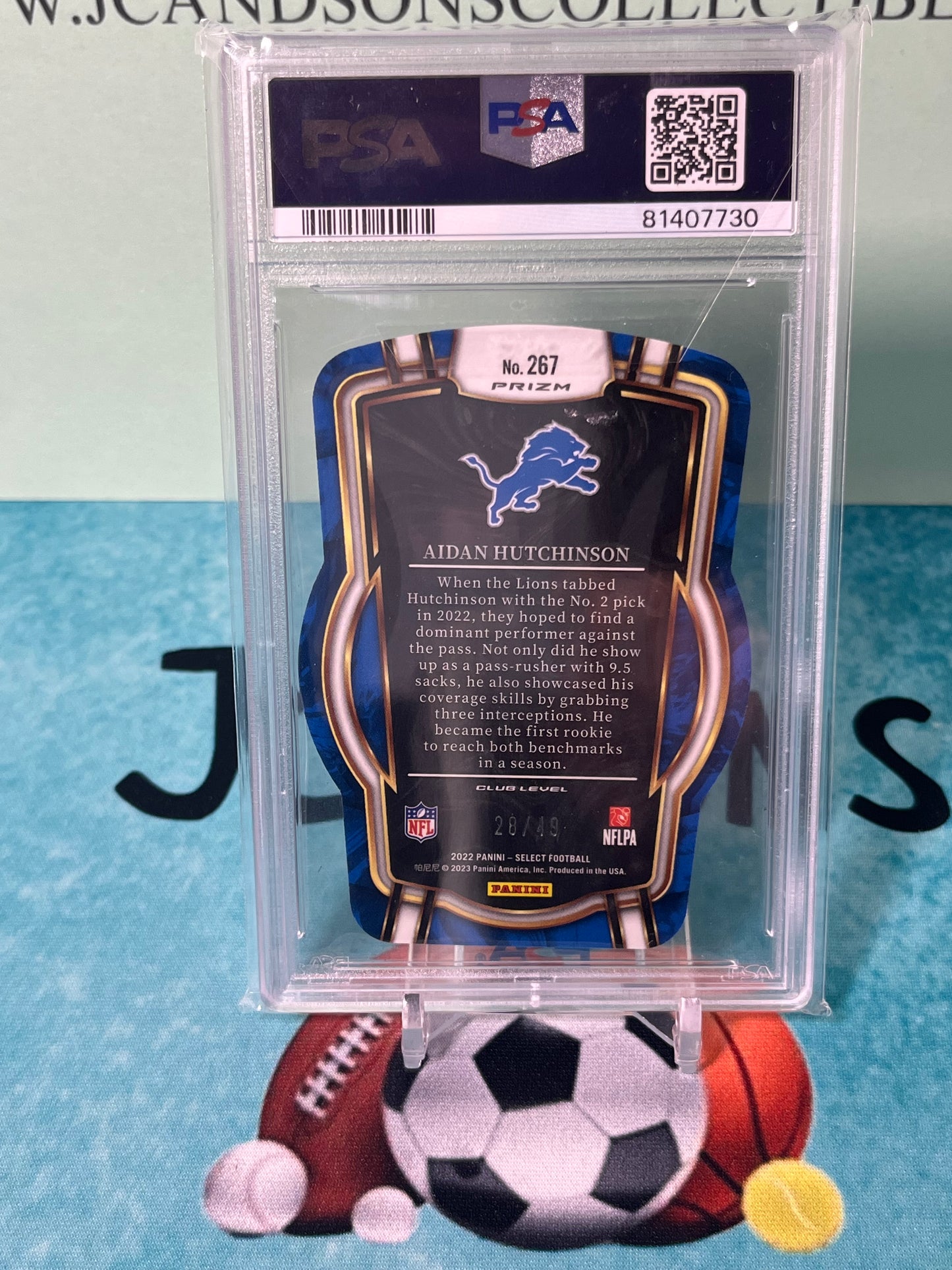 2022 Select NFL Football Aidan Hutchinson White Die Cut /49 PSA 9