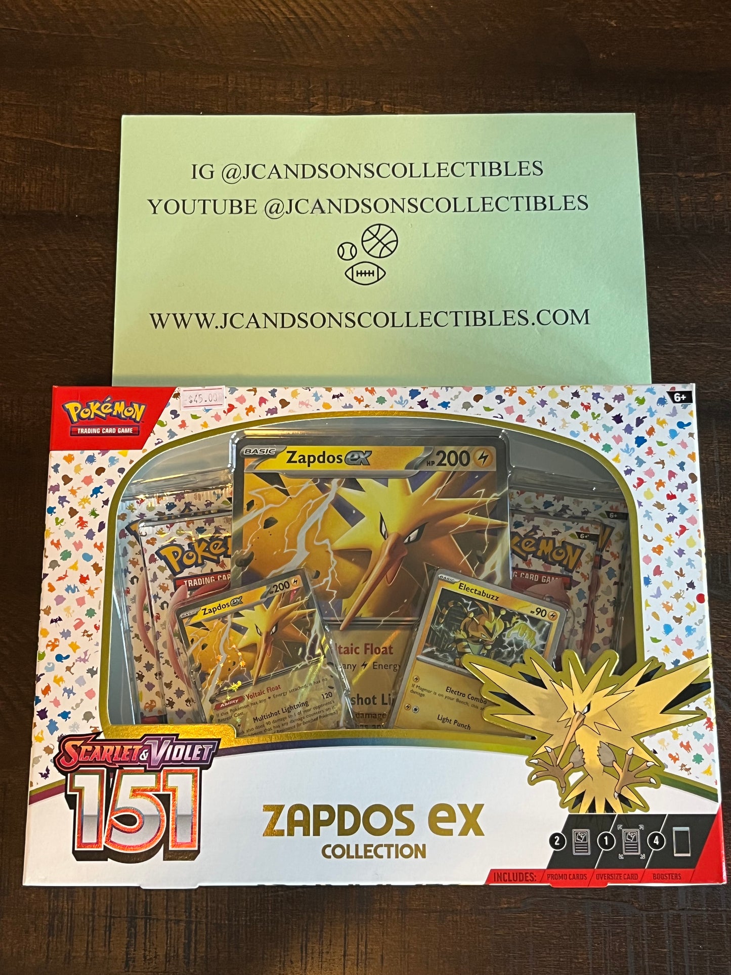 Pokemon TCG Scarlet & Violet 151 Zapdos EX Collection Box NEW SEALED