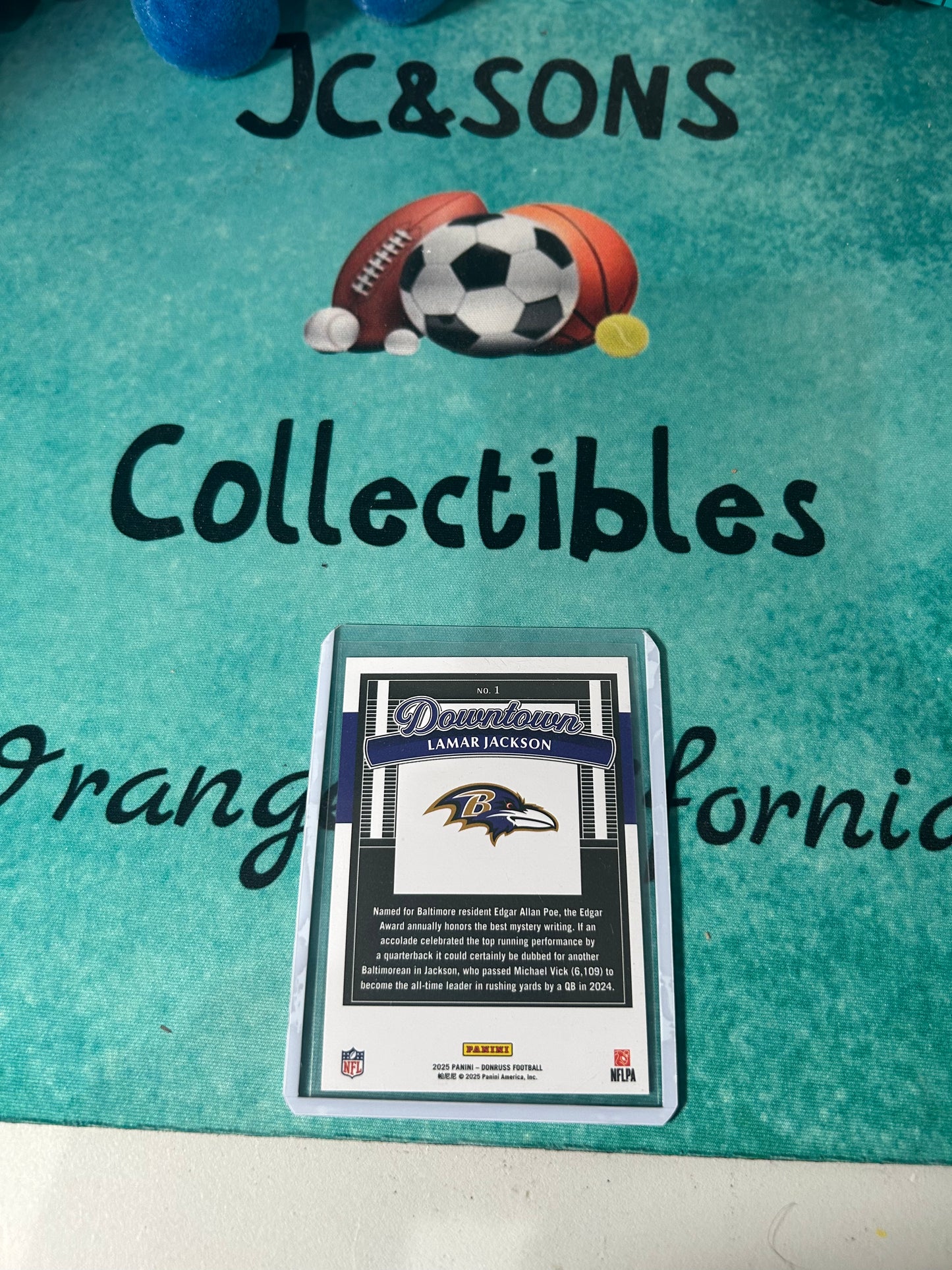 LAMAR JACKSON 2025 DONRUSS DOWNTOWN! #1 - CASE HIT!! BALTIMORE RAVENS