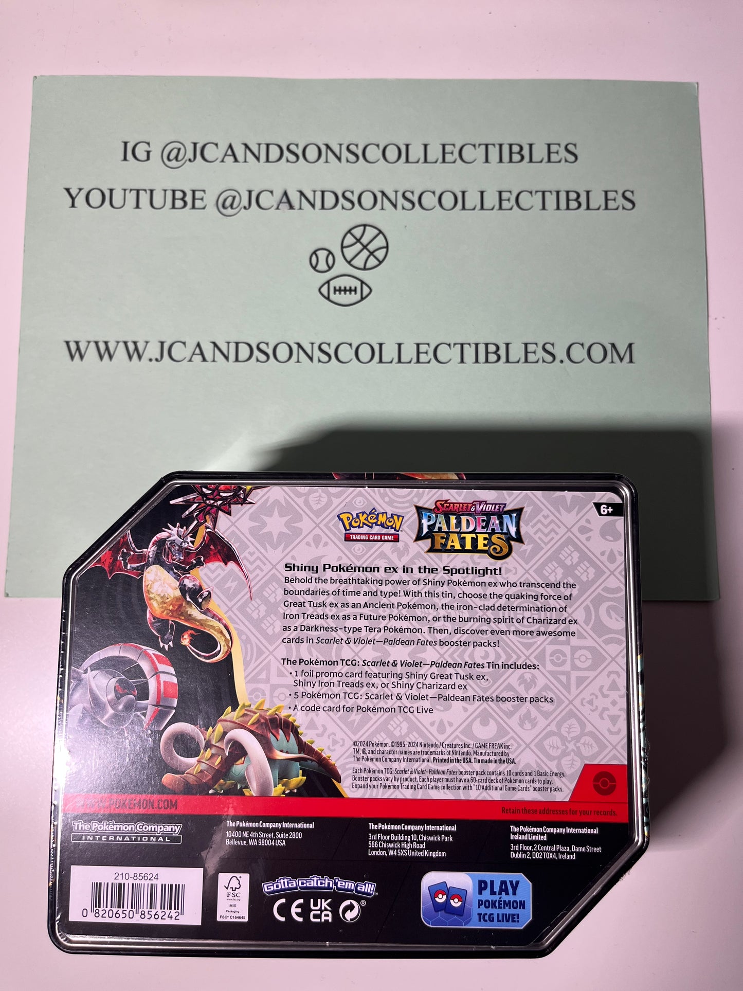 New & Sealed! Pokemon TCG Scarlet & Violet Paldean Fates Shiny Charizard EX Tin