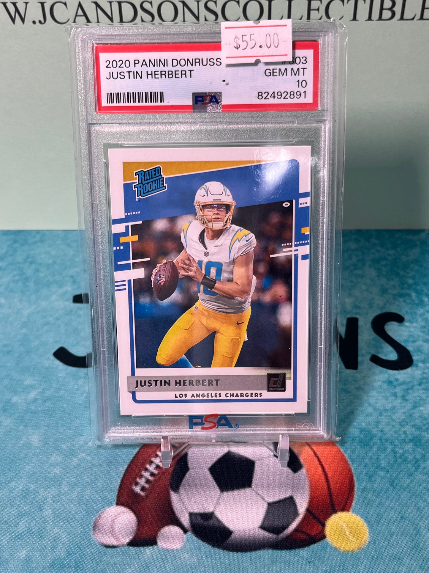 2020 Panini Donruss #303 Justin Herbert Rated Rookie PSA 10 Gem Mint RC Chargers