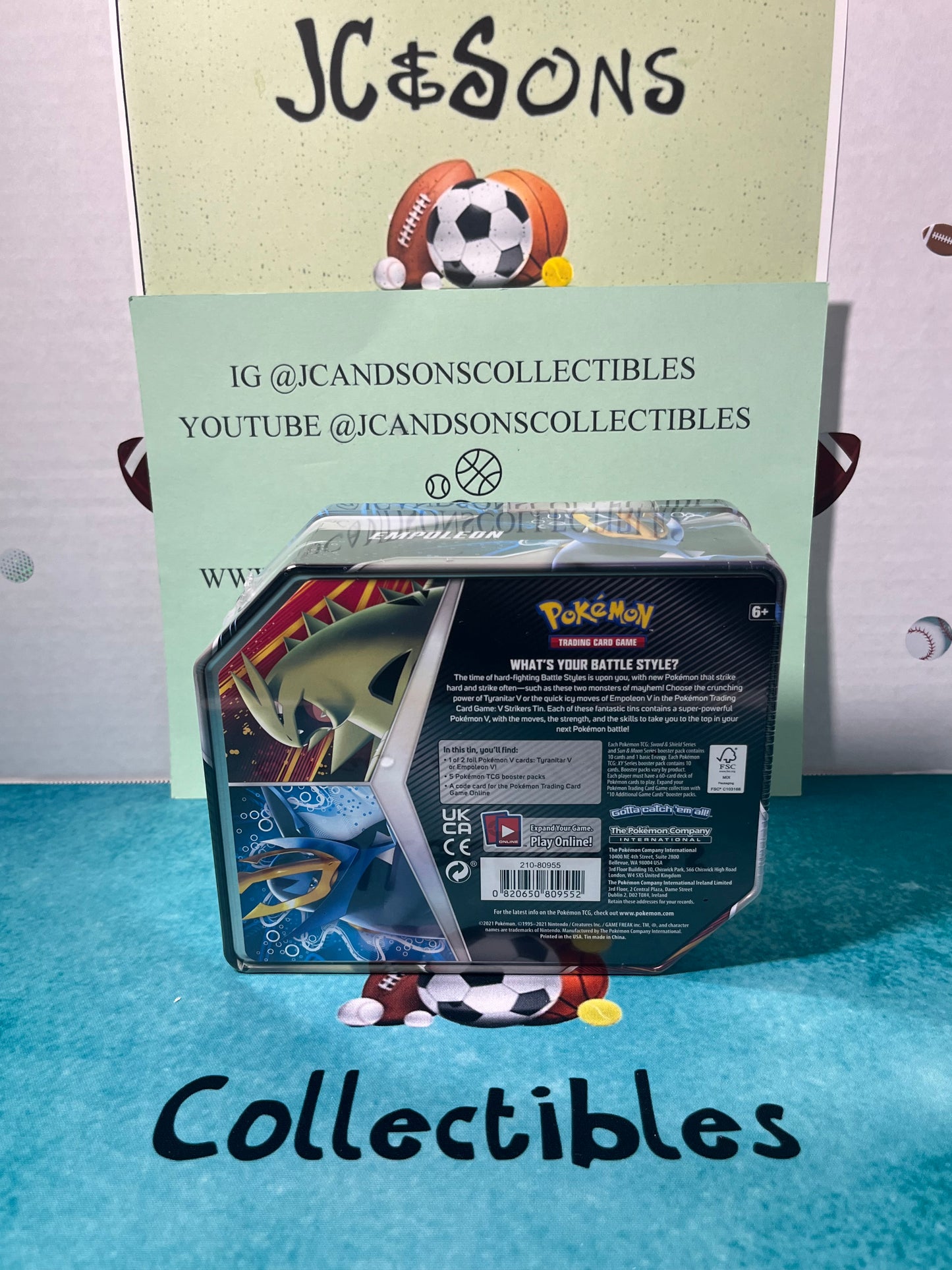 Pokemon TCG Sealed Tin Foil Empoleon V (2 Evolving Skies) 5 Packs Total