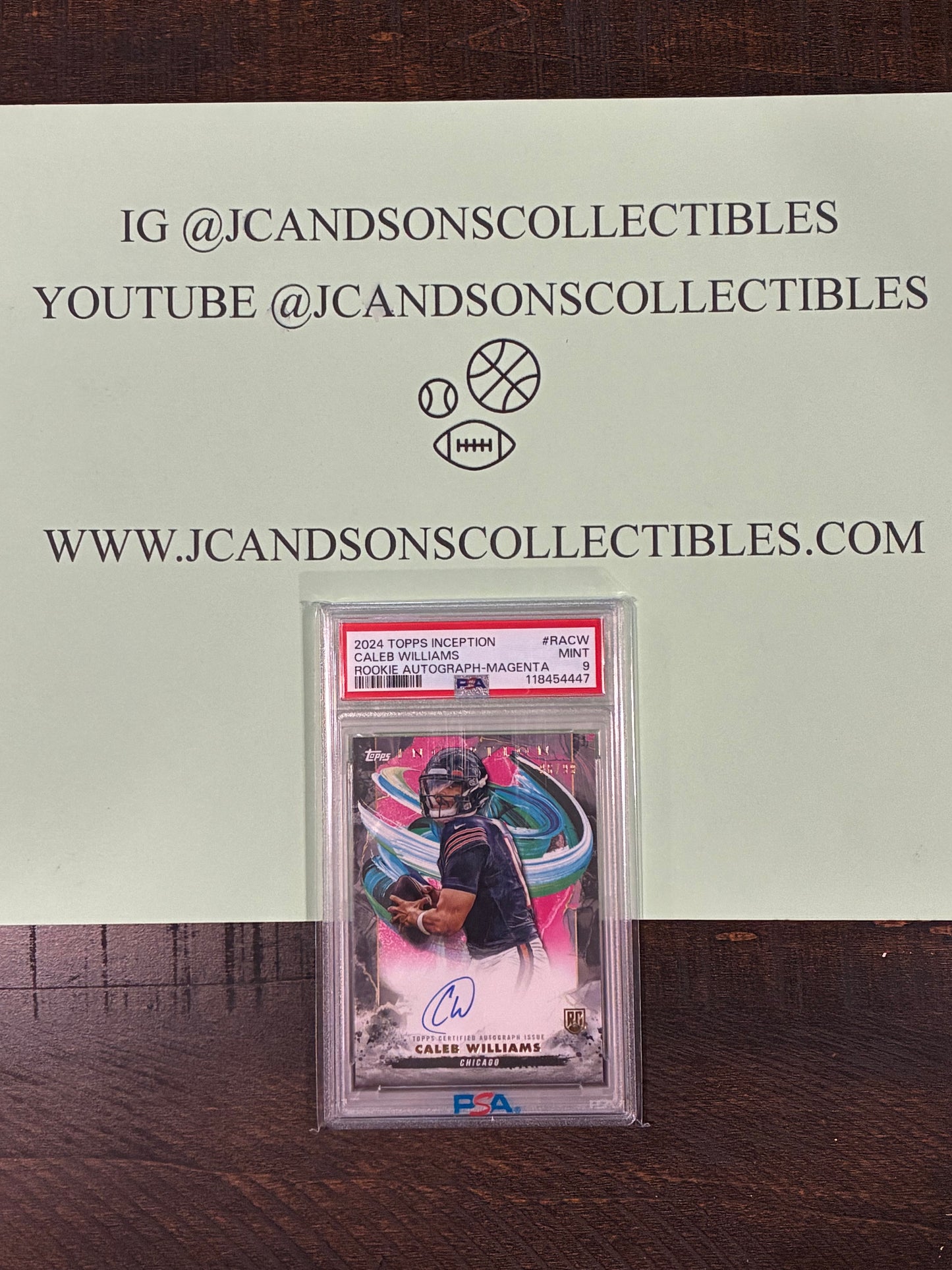 2024 Topps Inception Caleb Williams Rookie Autograph Magenta/99 PSA 9