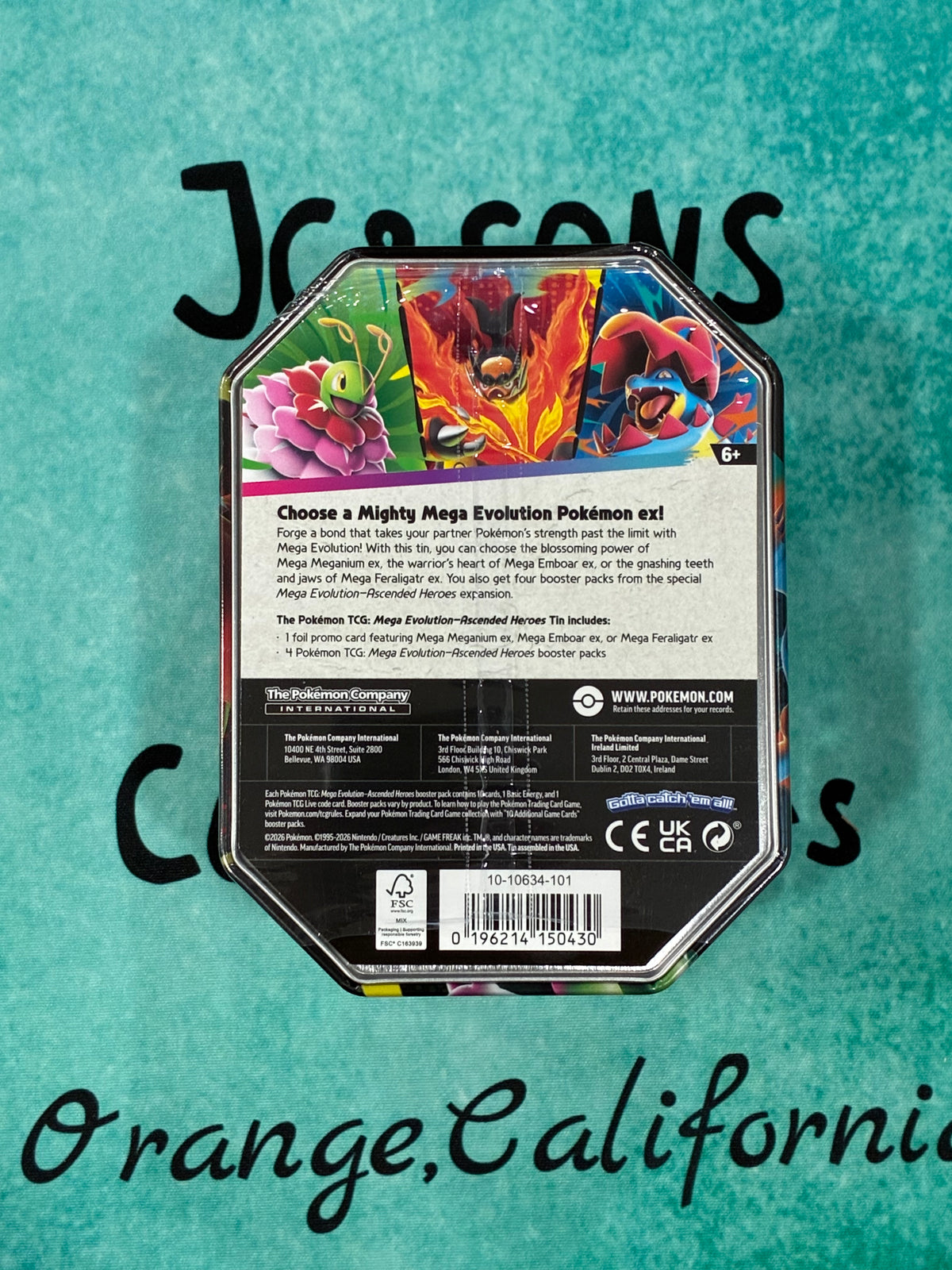 Pokémon TCG Mega Evolution Ascended Heroes Tin 60ct   Factory Sealed. Tins may vary