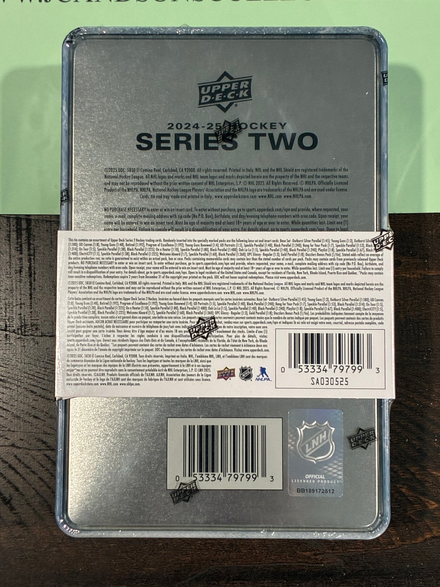 2024-25 NHL UPPER DECK SERIES 2 Hockey Factory Sealed Tin Box 99 Cards