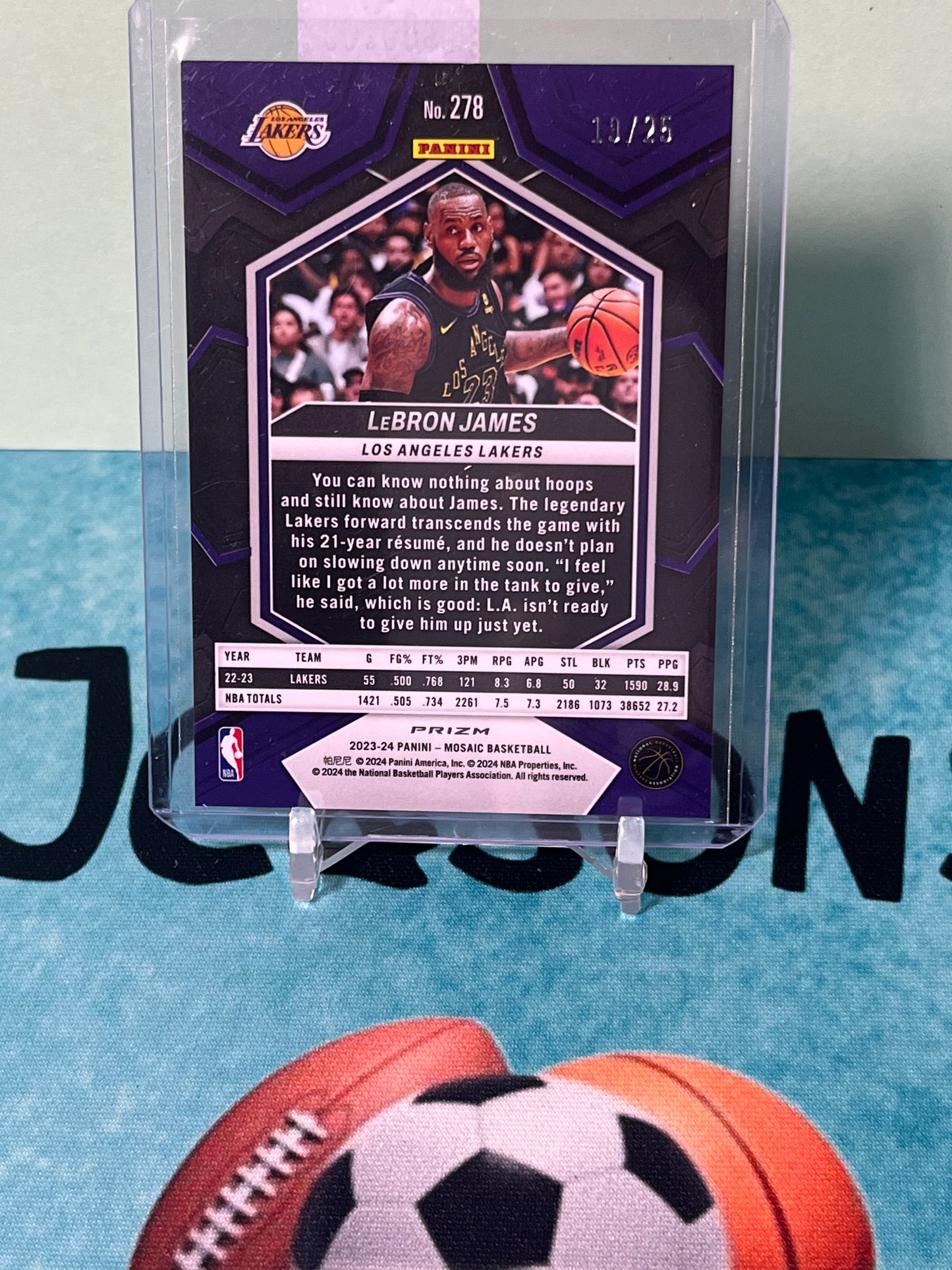 2023-24 MOSAIC LAKERS LEBRON JAMES ORANGE FLUORESCENT /25 CITY EDITION MINT