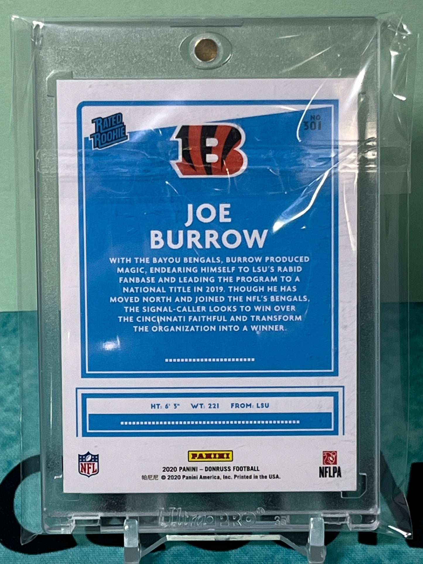 2020 Panini Donruss Press Proof Green Joe Burrow RC #301 Bengals