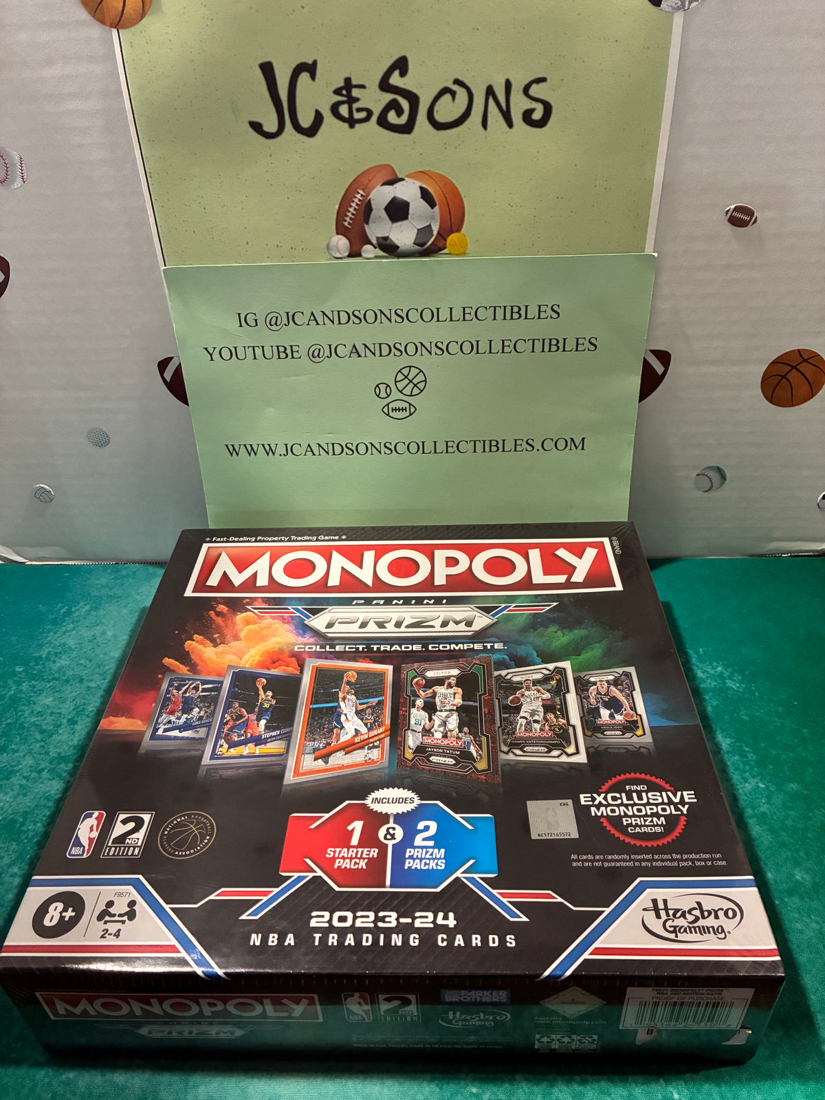 Monopoly Panini Prizm 2023-24 NBA Trading Cards Board Game
