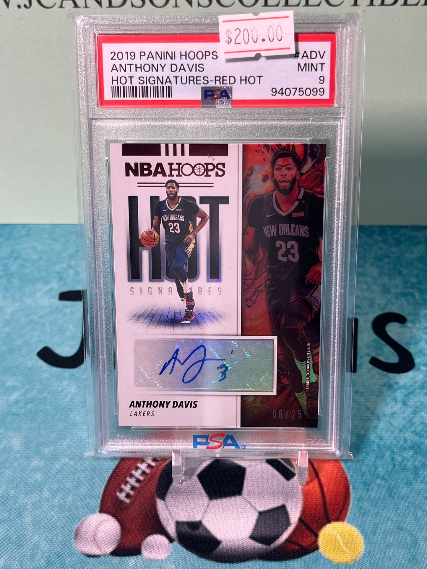 2019-20 Panini NBA Hoops Basketball Anthony Davis Red Hot Signatures /25 PSA 9