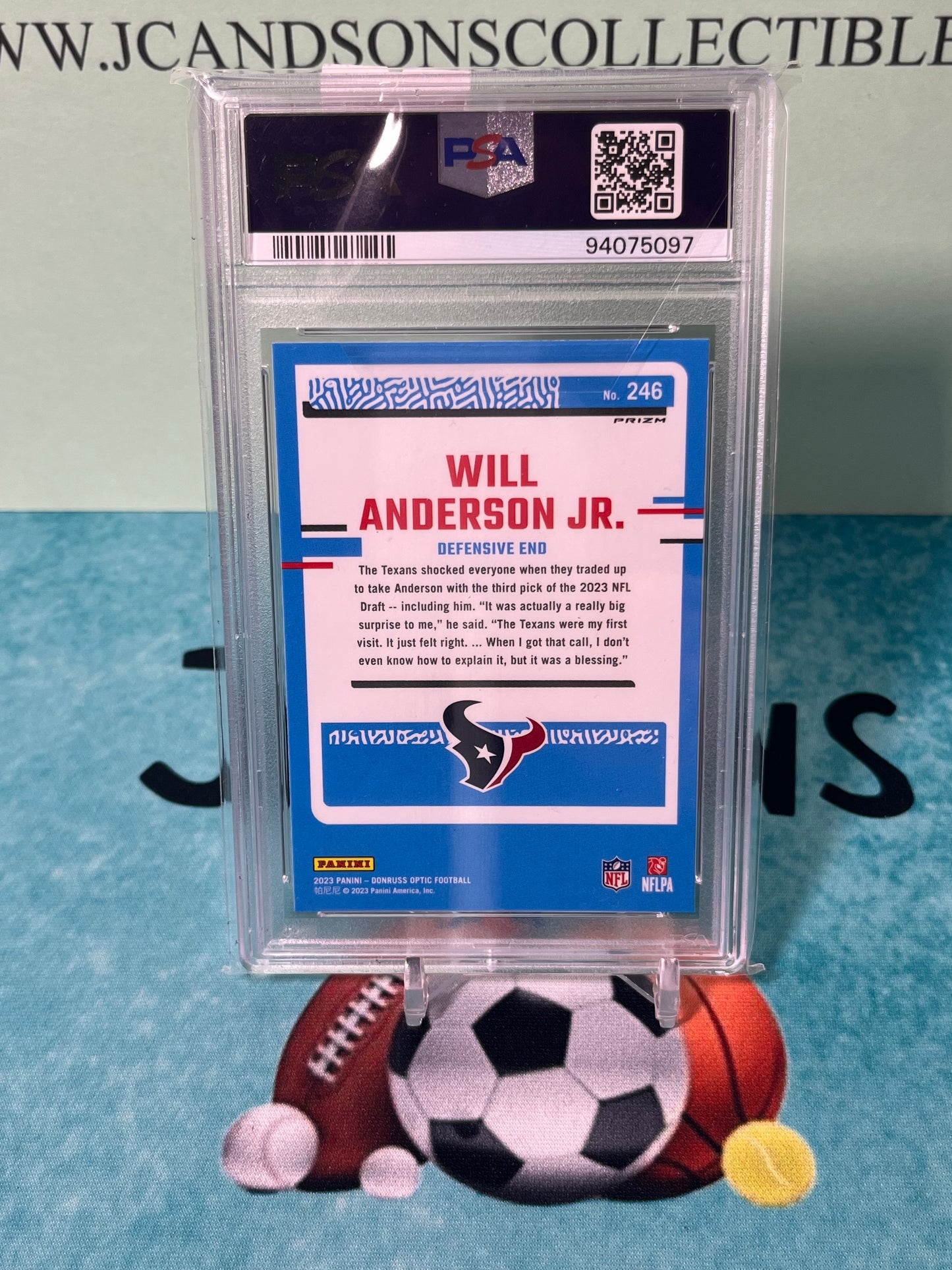 Will Anderson Jr. 2023 Donruss Optic #246 Holo Rated Rookie RC PSA10 GEM MT