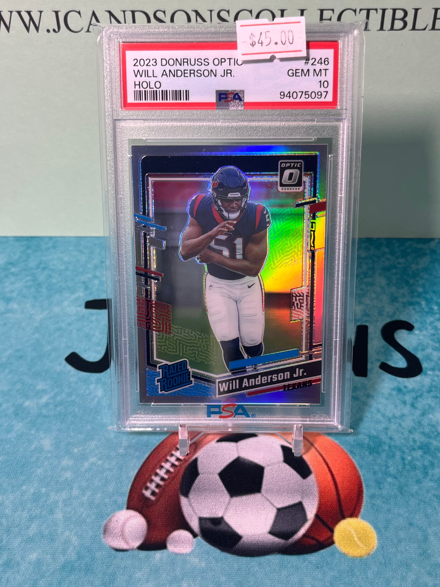 Will Anderson Jr. 2023 Donruss Optic #246 Holo Rated Rookie RC PSA10 GEM MT