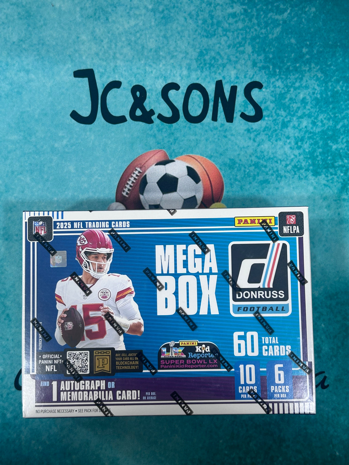 2025 NFL Trading Cards Mega Box Donruss Football 60 Total Cards New Sealed