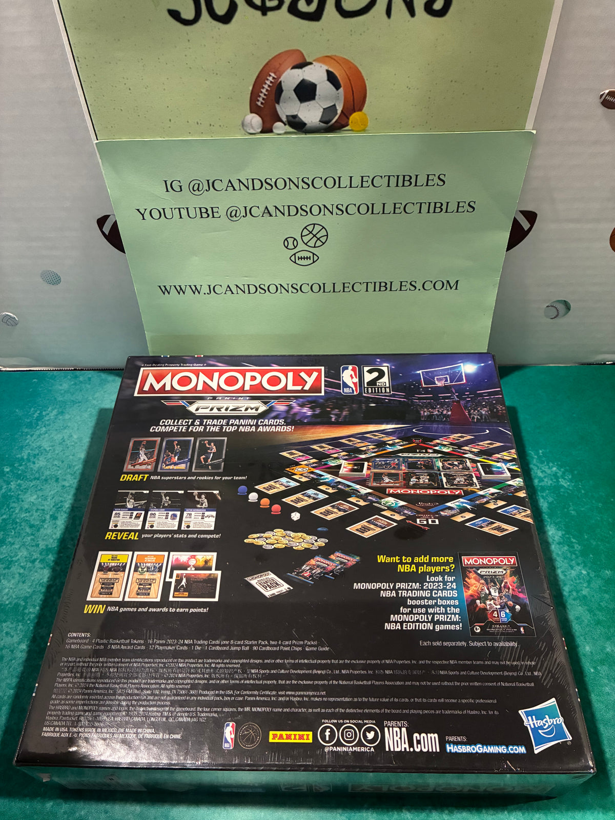 Monopoly Panini Prizm 2023-24 NBA Trading Cards Board Game