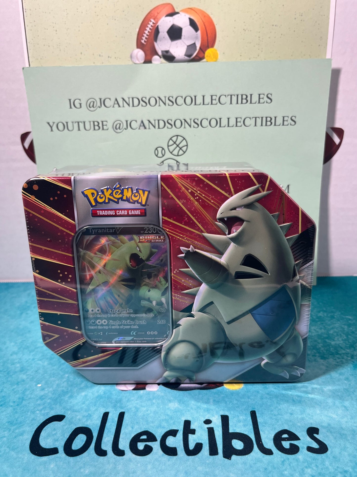 Pokemon TCG Sealed Tin Foil Tyranitar V (2 Evolving Skies) 5 Packs Total