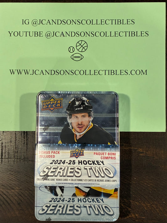 2024-25 NHL UPPER DECK SERIES 2 Hockey Factory Sealed Tin Box 99 Cards