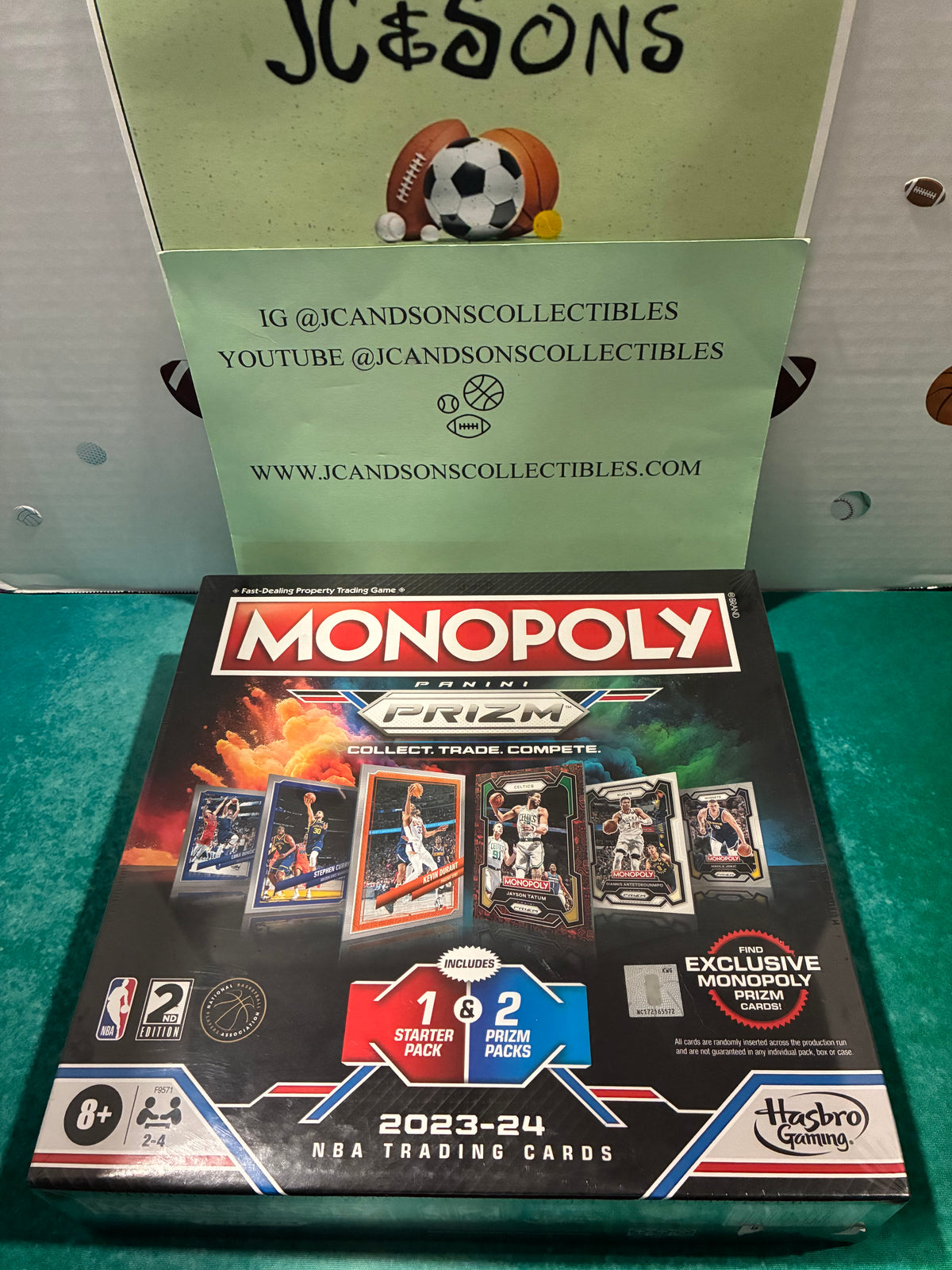 Monopoly Panini Prizm 2023-24 NBA Trading Cards Board Game