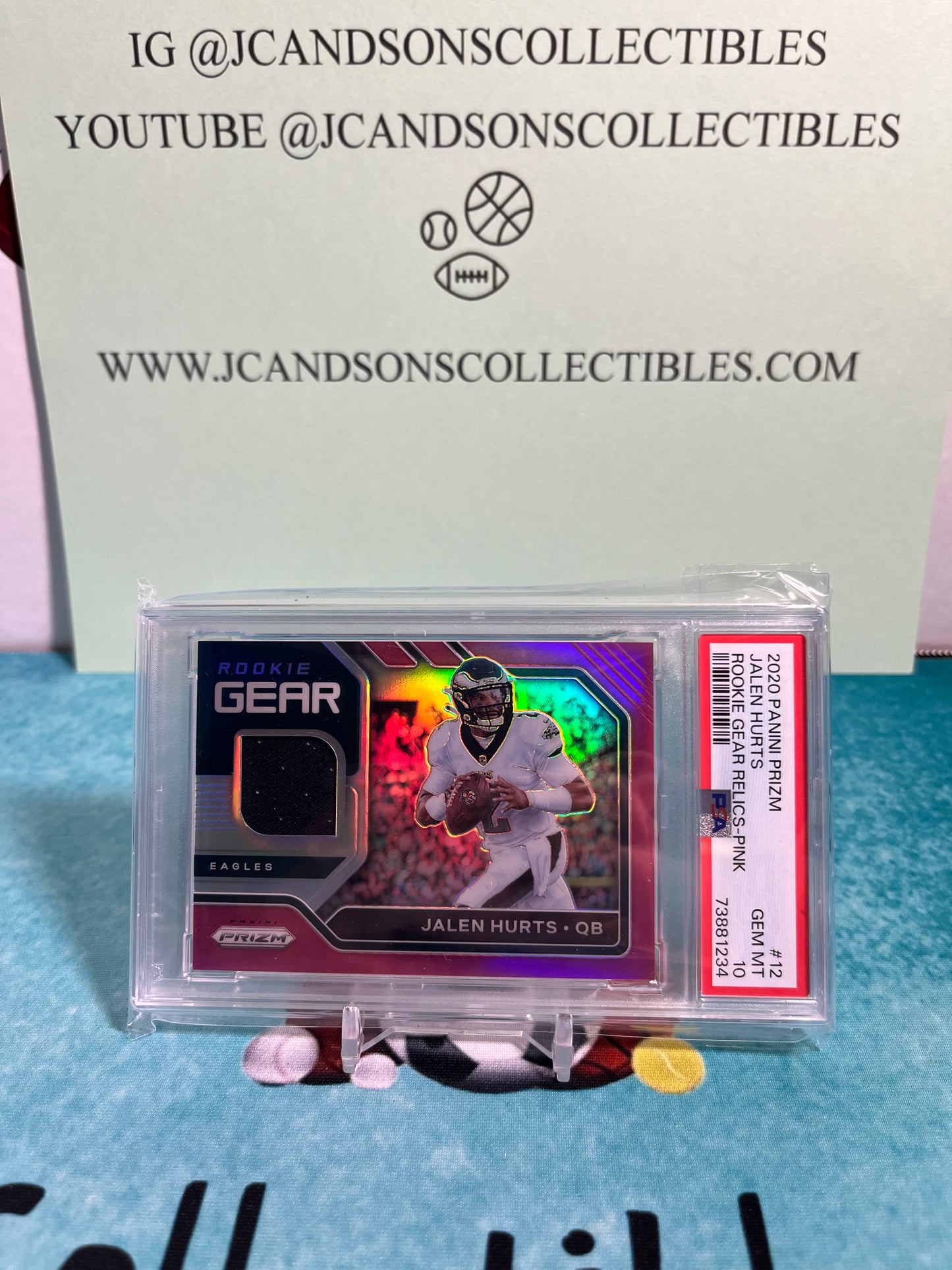 2020 Prizm Jalen Hurts PSA 10 Low Pop Rookie gear relics pink Rookie Card