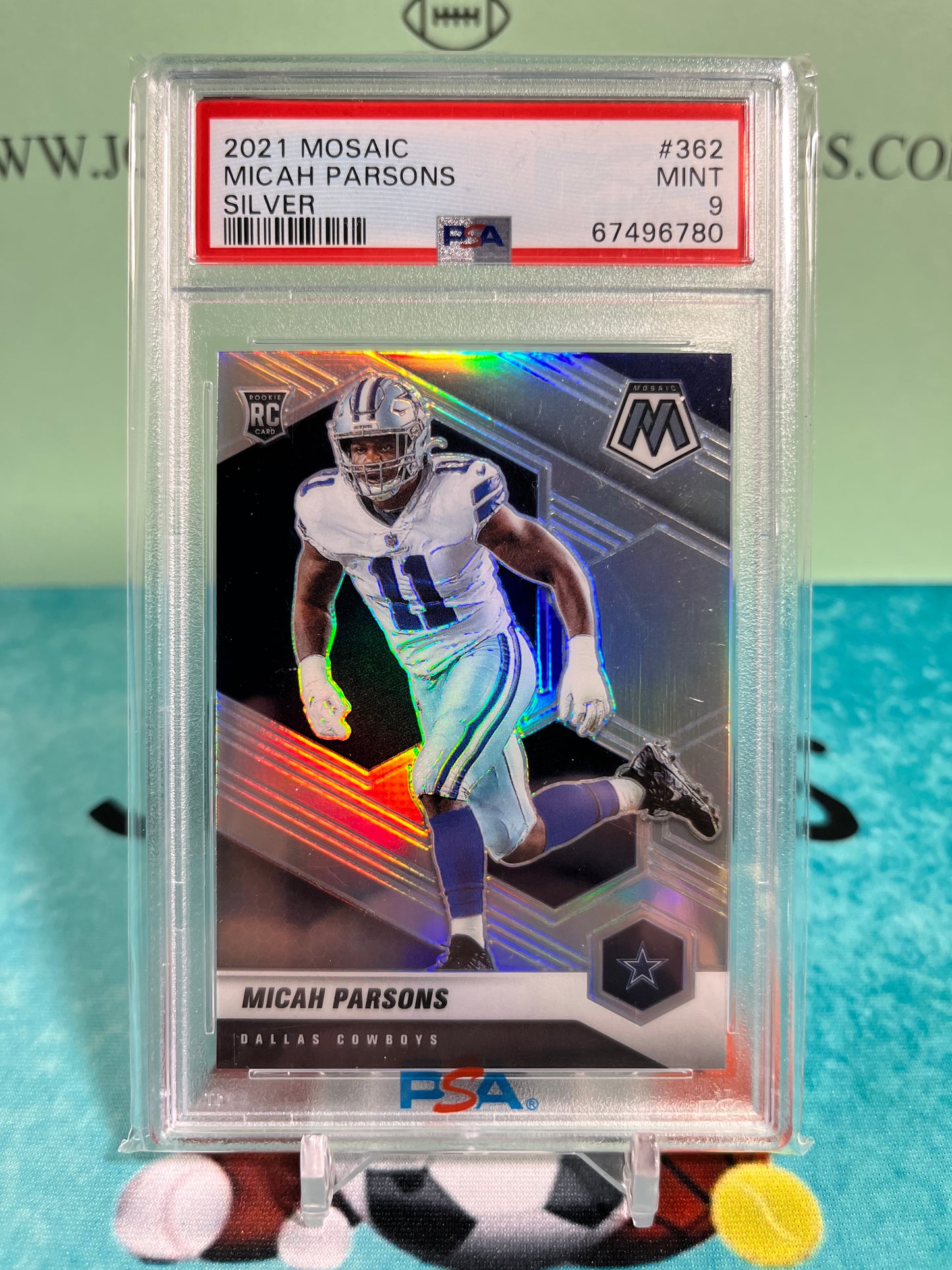 Micah Parsons 2021 Panini Mosaic—Silver Prizm (RC) #362 PSA 9 Mint!