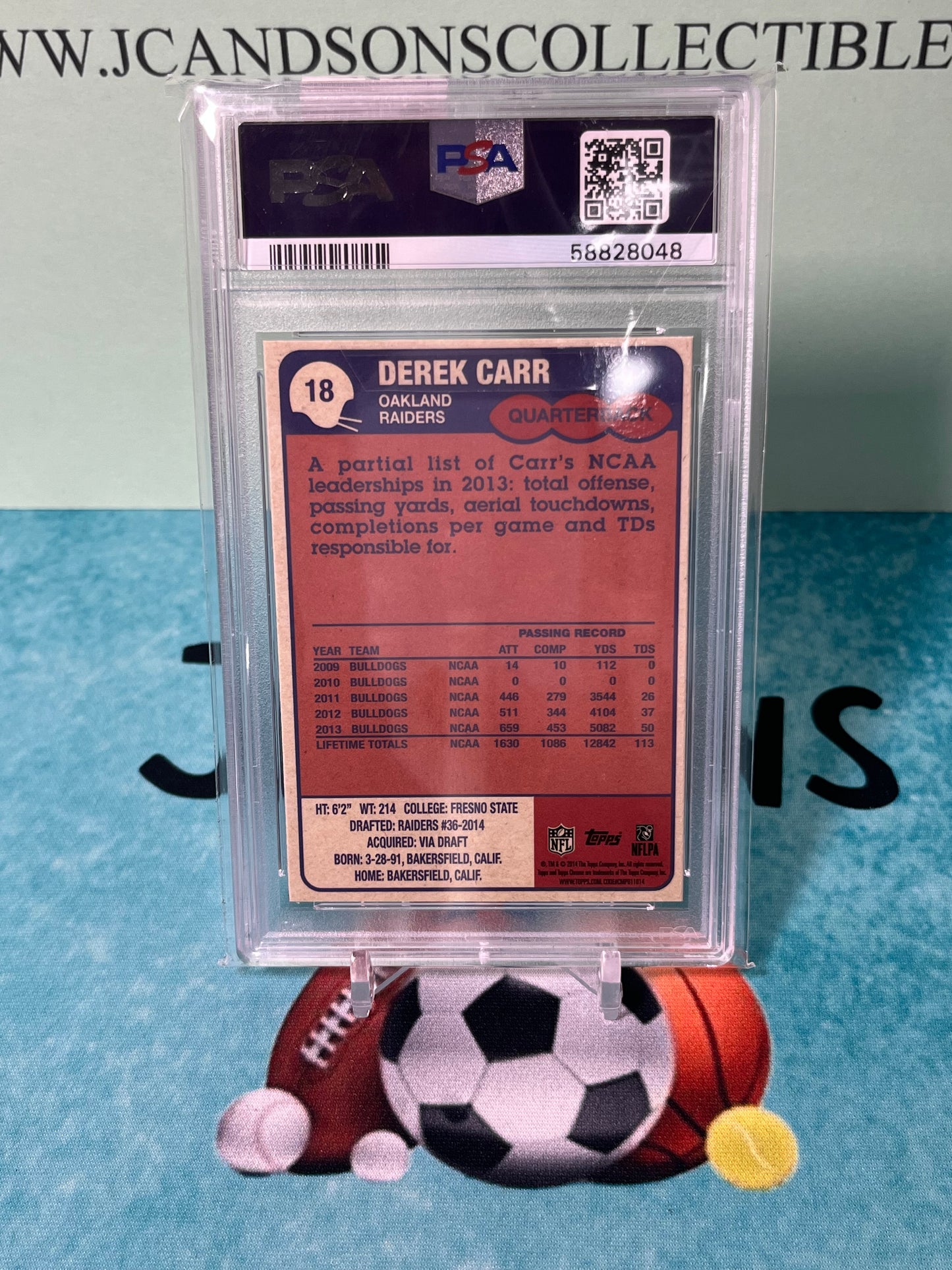 2014 Topps Chrome #18 Derek Carr RC SP 1985 Topps Design PSA 10 GEM MT