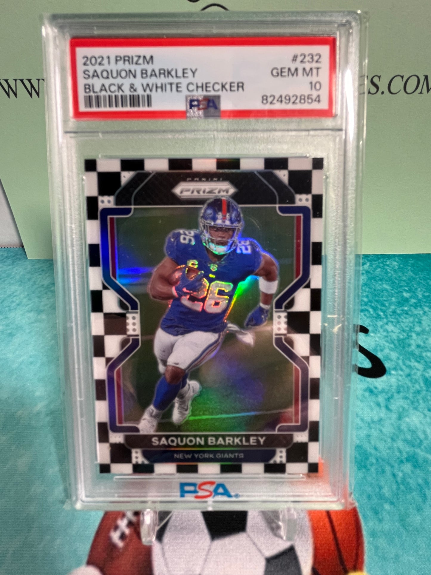 PSA 10 Saquon Barkley Black and White Checkerboard SSP #232 2021 Panini Prizm