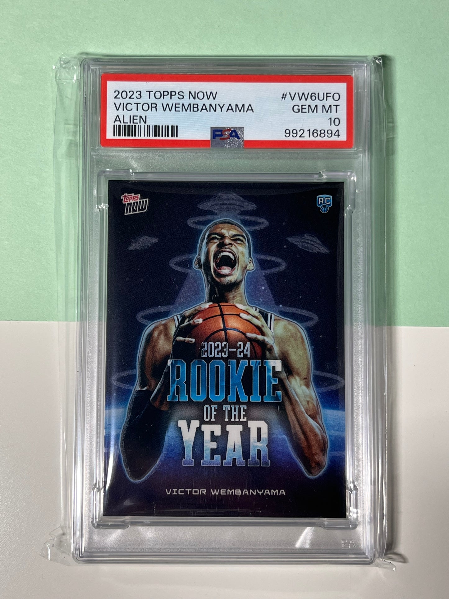 2023-24 Topps Now Victor Wembanyama Alien SSP Rookie Year RC #VW-6UFO PSA 10