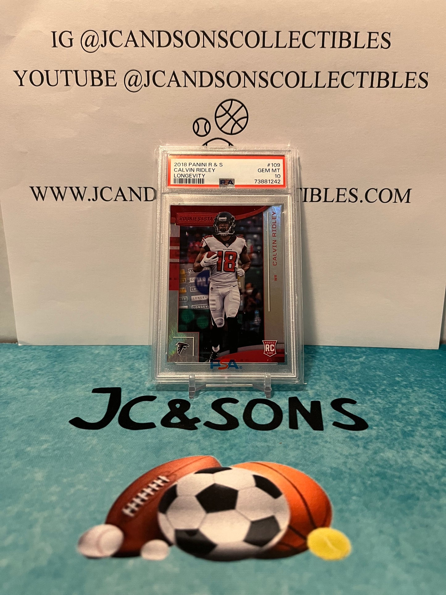 2018 Panini Rookies and Stars Calvin Ridley Longevity /75 PSA 10 Pop 1