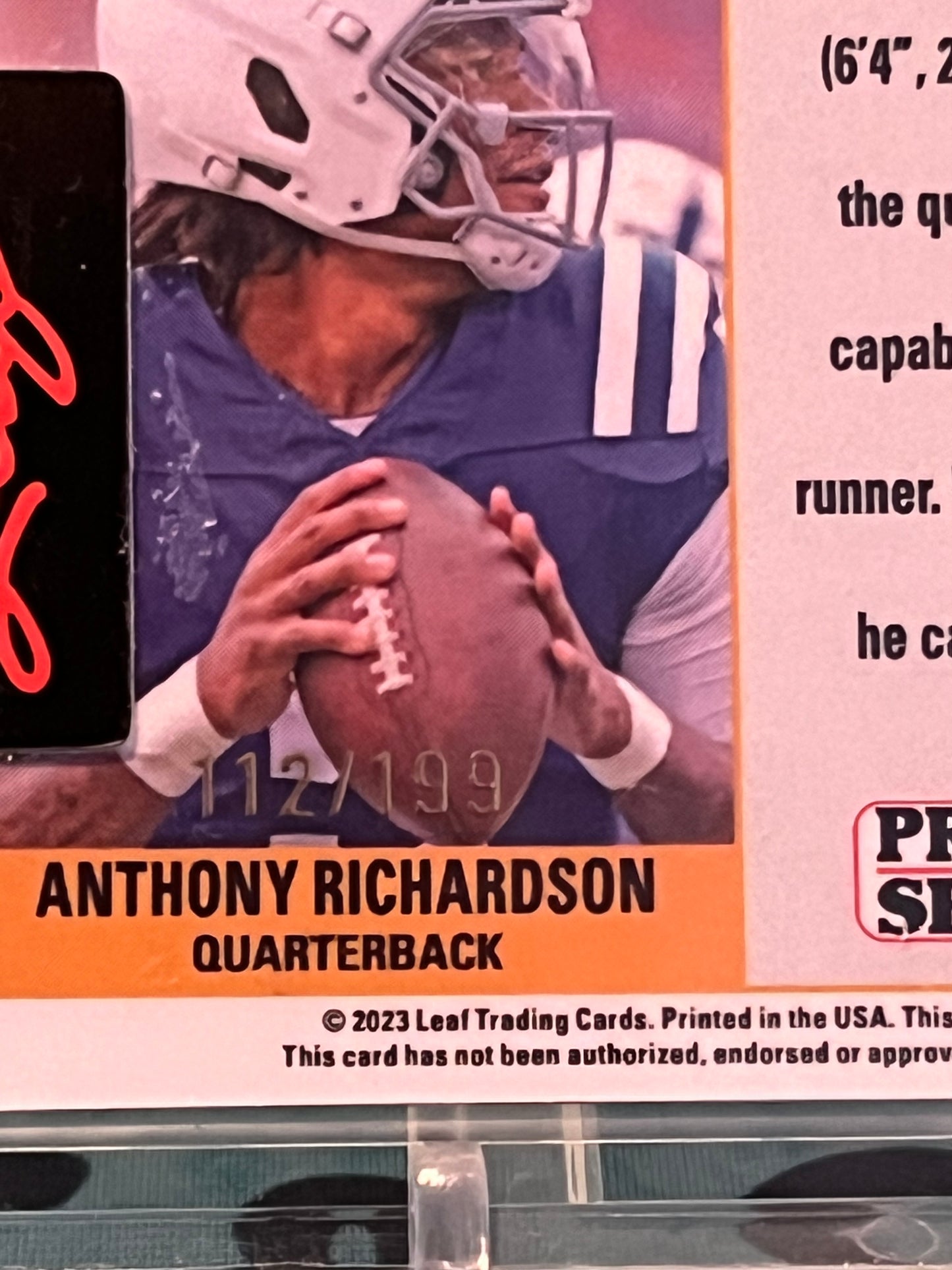 2023 Leaf Pro Set Anthony Richardson #PSG-85 Gold Leaf Rookie RC #/199 Colts