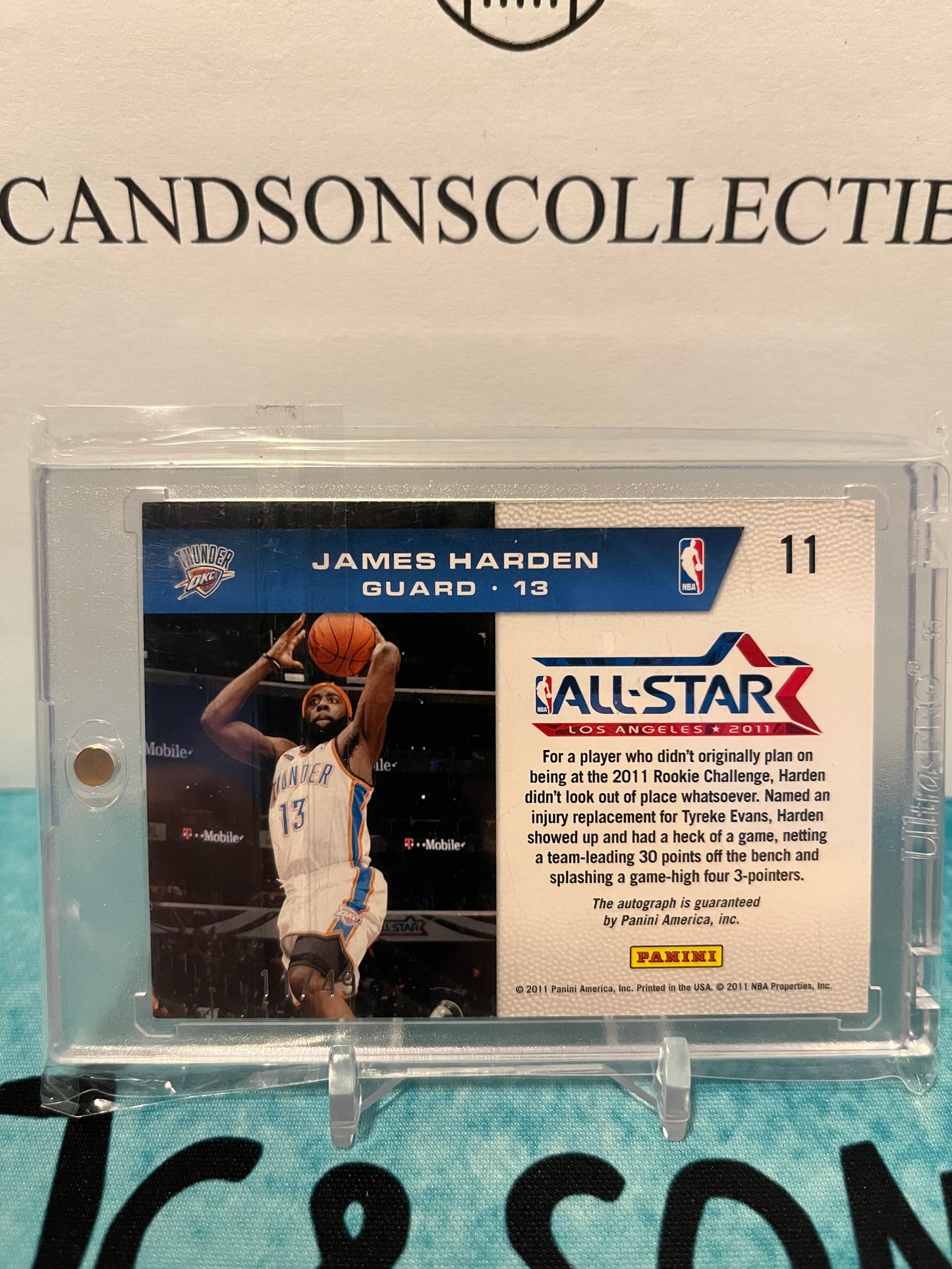 2010-11 Panini Season Update James Harden Rookie Challenge Auto 49.