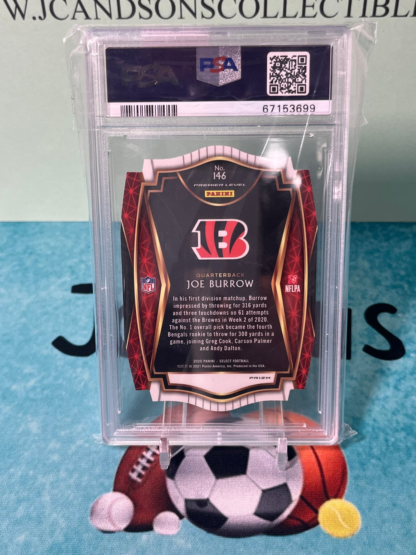 2020 Panini Select Joe Burrow Die-Cut Purple Prizm #146 Rookie *PSA 9 MINT