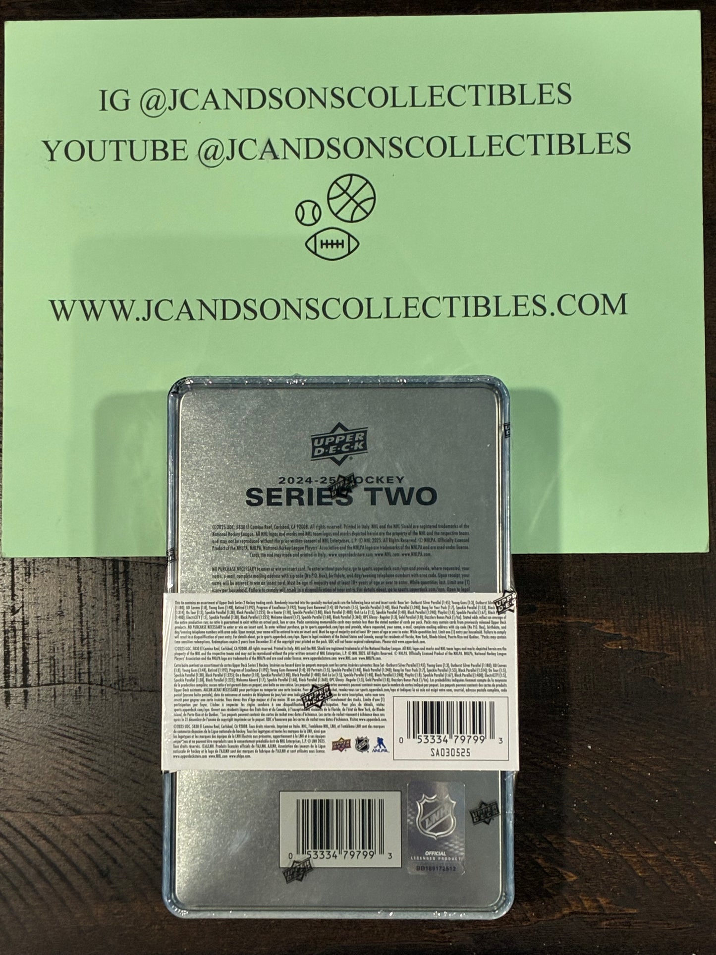 2024-25 NHL UPPER DECK SERIES 2 Hockey Factory Sealed Tin Box 99 Cards
