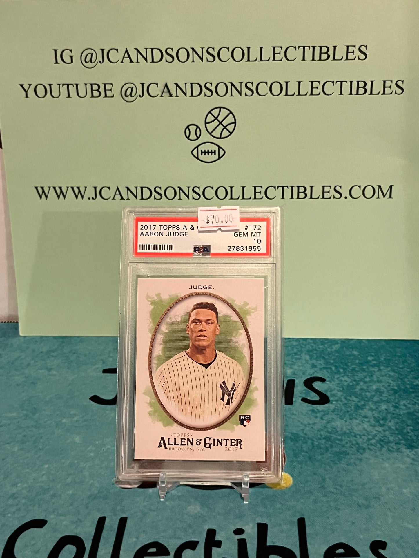 2017 Topps Allen & Ginter Baseball #172 Aaron Judge Rookie Yankees PSA 10