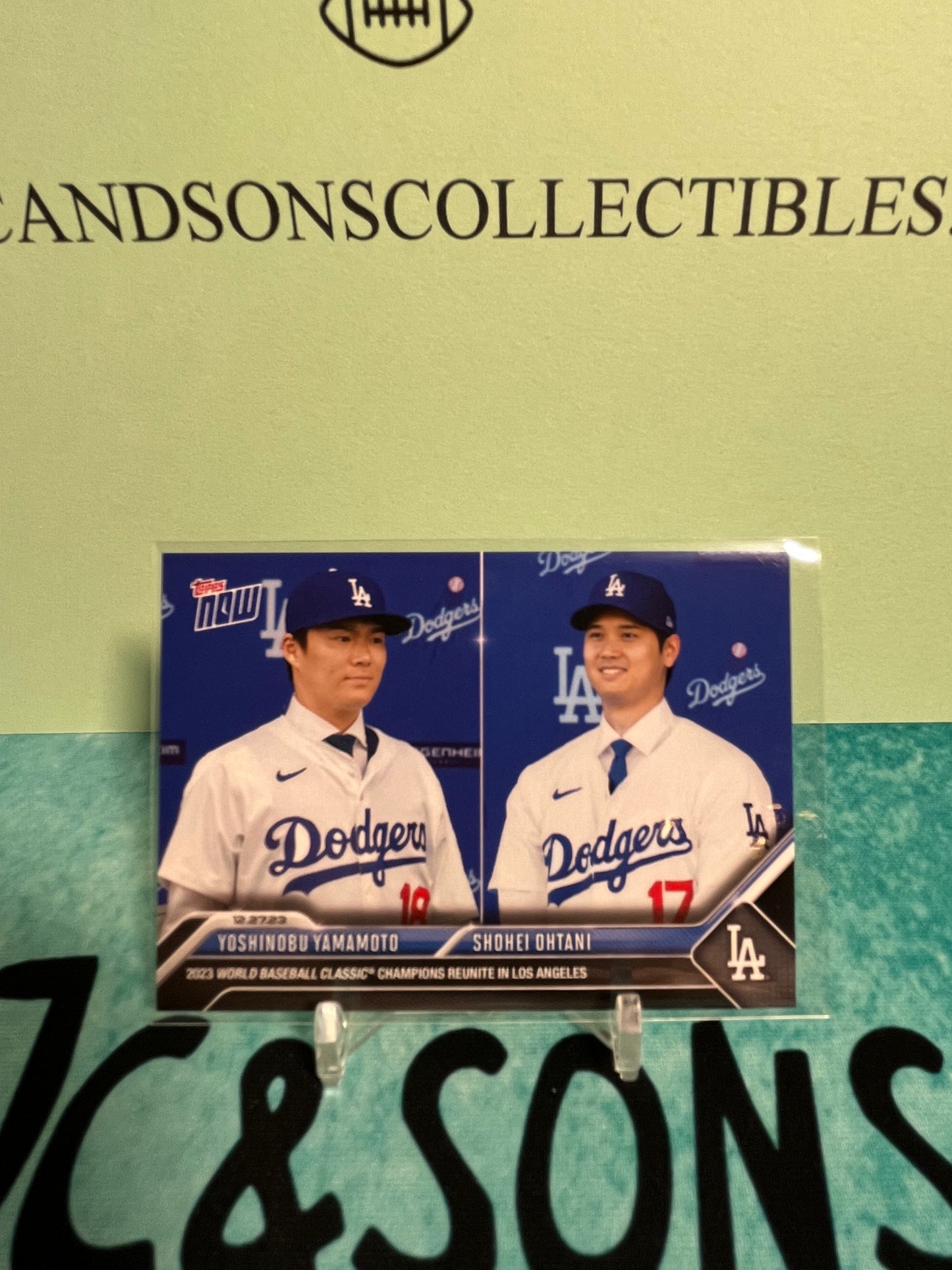 2023 Topps Now Yamamoto/Ohtani Champions Reunite #OS-26 Dodgers