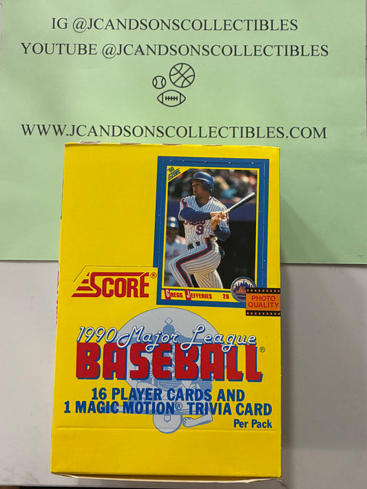 1990 Score Baseball Wax Box 36 Sealed Packs Bo Jackson Black & White and Frank Thomas RC Chase.