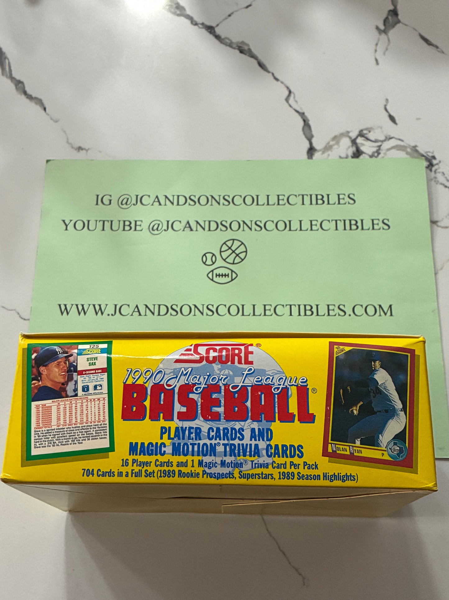 1990 Score Baseball Wax Box 36 Sealed Packs Bo Jackson Black & White and Frank Thomas RC Chase.